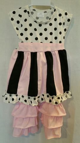 Pink & Black Ruffled Pants Set
