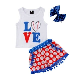 Love Baseball Shorts Set