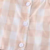 Khaki Checked Skirt Set