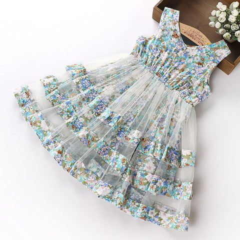 Aqua Floral Overlay Dress