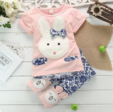 Blue Bunnies Ruffled Pants Set
