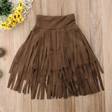 Suede Look Fringed Skirt