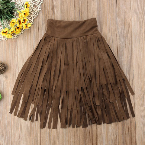 Suede Look Fringed Skirt