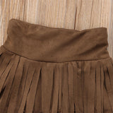 Suede Look Fringed Skirt