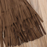 Suede Look Fringed Skirt