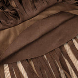 Suede Look Fringed Skirt