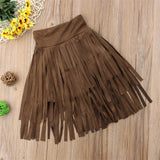 Suede Look Fringed Skirt
