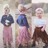 Suede Look Fringed Skirt