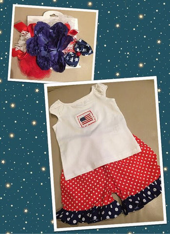 Girl's Patriotic Shorts Set