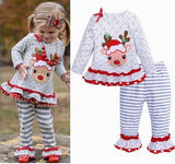 Gray Reindeer Ruffled Pant Set
