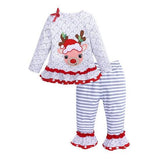 Gray Reindeer Ruffled Pant Set