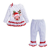 Gray Reindeer Ruffled Pant Set