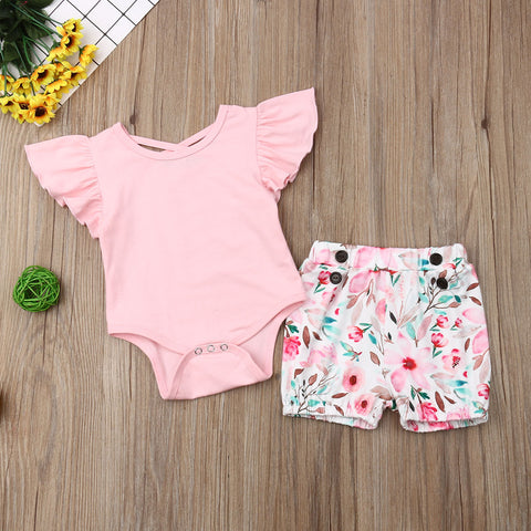 Pink Floral Shorts Set