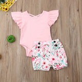 Pink Floral Shorts Set