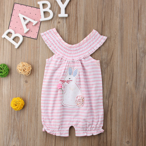 Pink Striped Bunny Romper