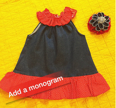 Red and Blue Denim Dress