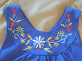 Royal Blue Floral Embroidered Shorts Set
