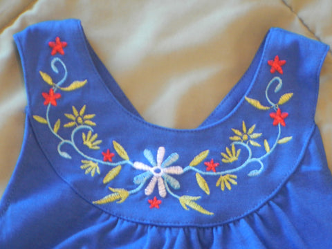 Royal Blue Floral Embroidered Shorts Set