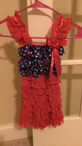 Girls layered ruffled lace patriotic dress
