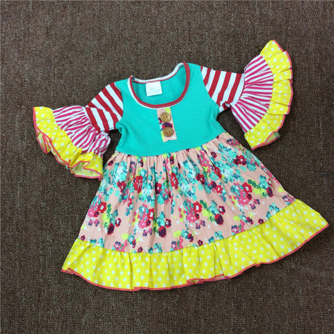 Yellow Floral Ruffled Dress