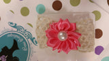 Ivory Bow with Colorful Flower Hairbow