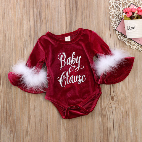 Baby Clause Velour Bodysuit