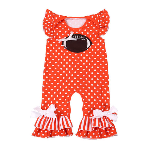 Orange Football Romper