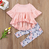 Pink & Blue Floral Leggings Set