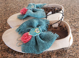 Little Girls Shoes with Burlap Bow and Owl