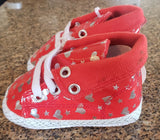 Red Sneakers with Silver Stars & Hearts