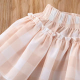 Khaki Checked Skirt Set