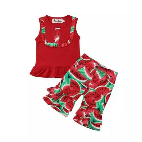 Red Watermelon Shorts Set