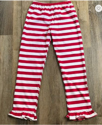 Red Stripe Ruffled Pants