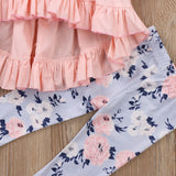 Pink & Blue Floral Leggings Set